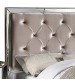 Germany Bedframe Velvet Upholstery Tufted Headboard Mirrored Work Deep Quilting in Silver Colour